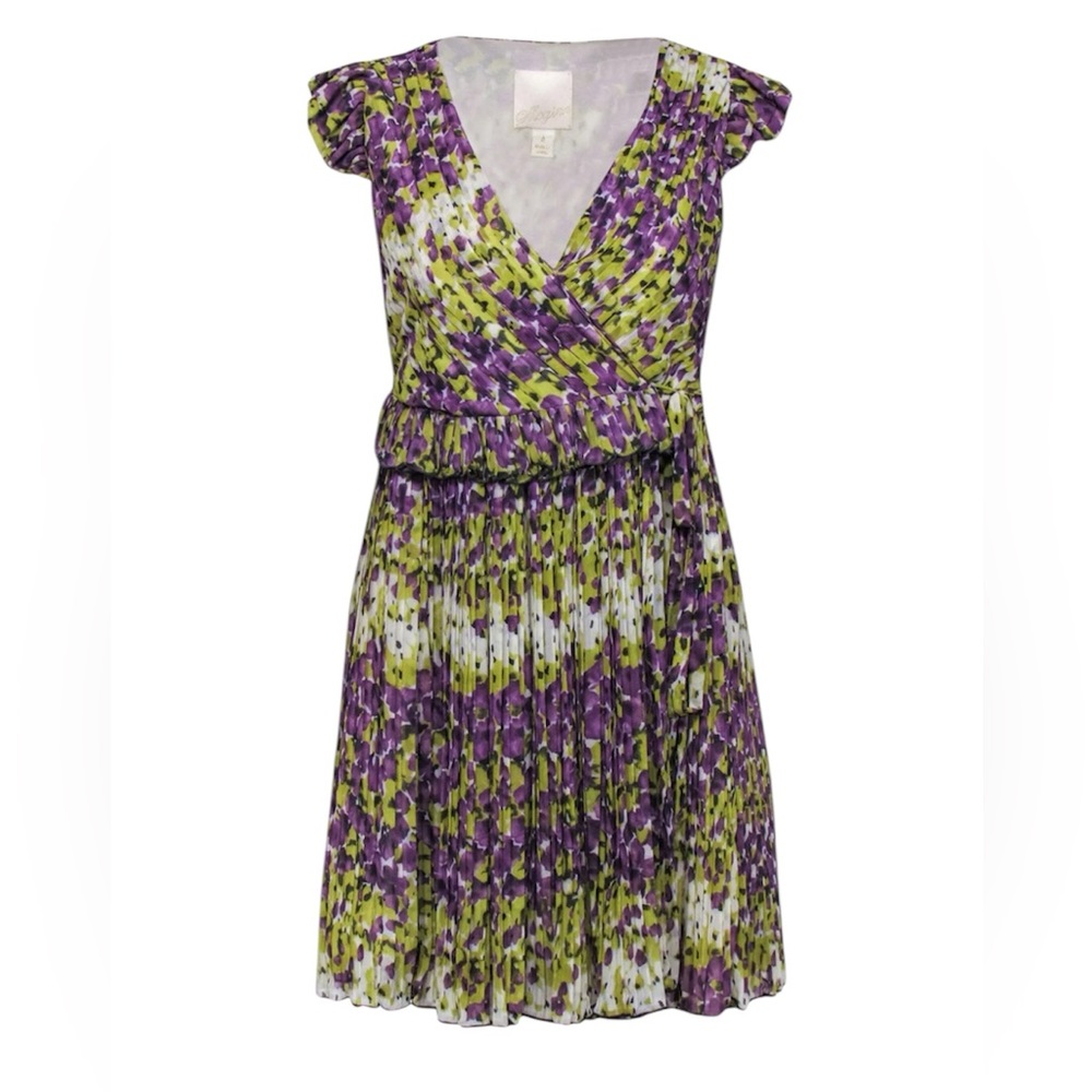 McGinn pleated wrap floral chiffon dress